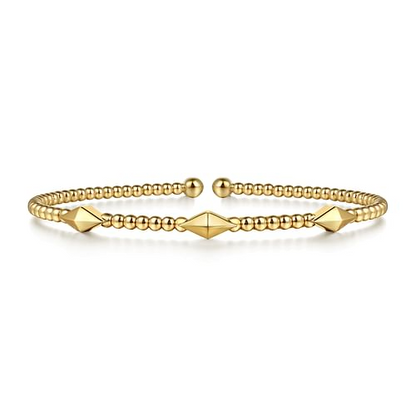 14K Yellow Gold Bujukan Pyramid Stations Bangle