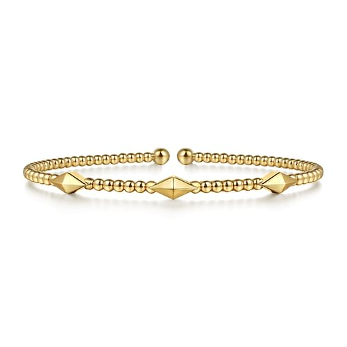 14K Yellow Gold Bujukan Pyramid Stations Bangle