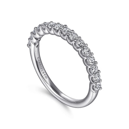 Sorrento - 14K White Gold Shared Prong Set Diamond Wedding Band - 0.5ct