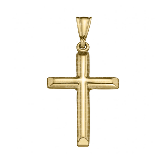 14K Yellow Gold Polished Cross Necklace