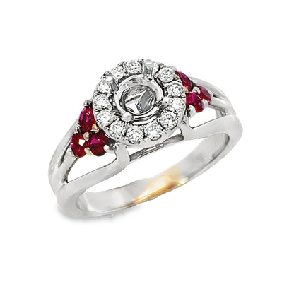 Kirkland Jewelry Estate | 14K White Gold Diamond and Ruby Antique Ring