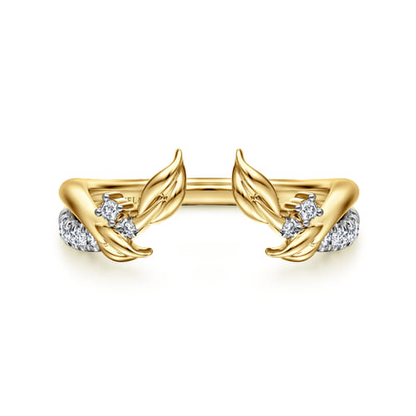 14K Yellow Gold Curved Floral Open Diamond Ring (.15 CTW)
