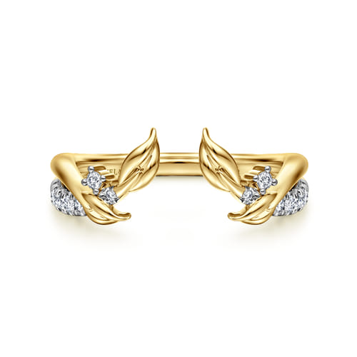14K Yellow Gold Curved Floral Open Diamond Ring (.15 CTW)