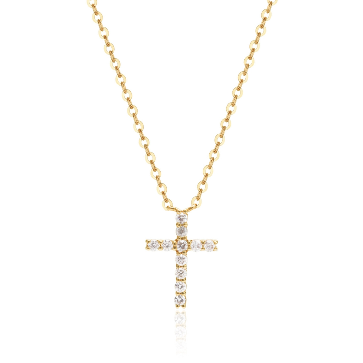 14K Yellow Gold Diamond Cross Necklace