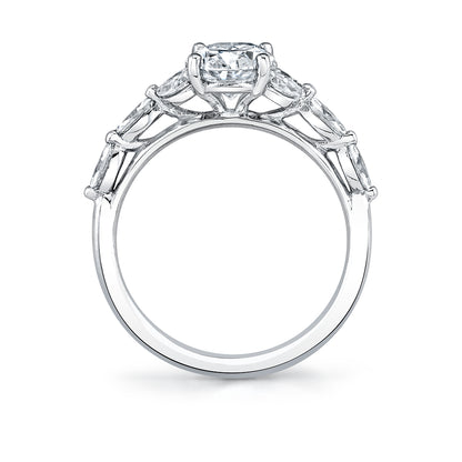 14K White Gold Oval Diamond Engagement Ring - 0.48 Carats