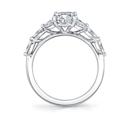 14K White Gold Oval Diamond Engagement Ring - 0.48 Carats