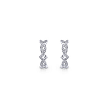 14K White Gold Twisted 10mm Diamond Huggies