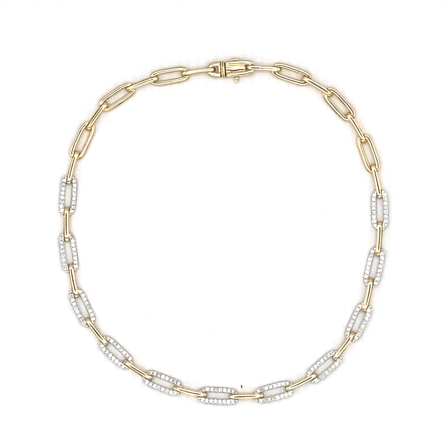 14K Two-Tone Paper Clip Diamond Chain Necklace