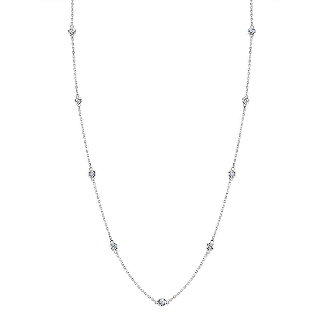 14K White Gold Diamonds by the Yard Necklace - 0.25ct