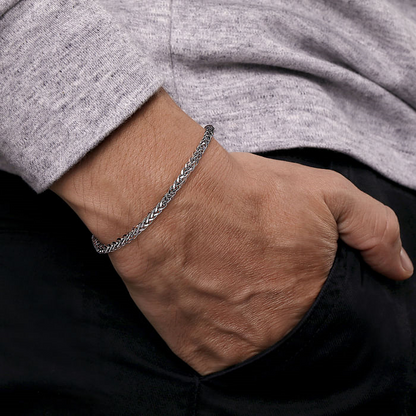 925 Sterling Silver Men's Wheat Chain Bracelet