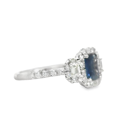 18K White Gold Diamond and Sapphire Ring