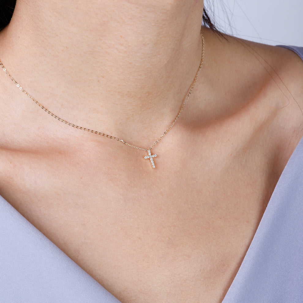 Delicate Diamond Cross Necklace