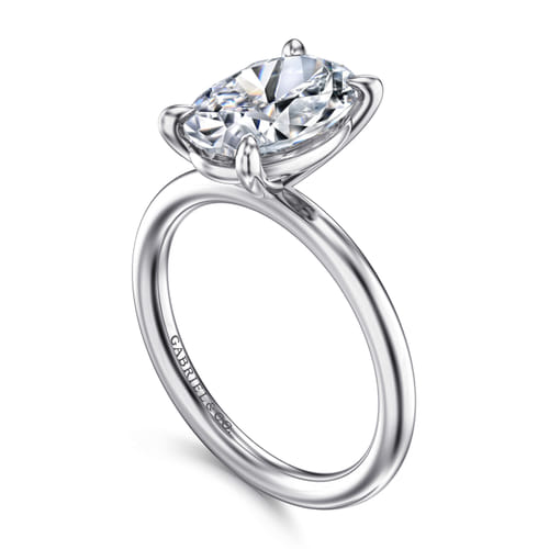 14K White Gold Diamond Engagement Ring Mounting – Classic Collection (11.5 x 7.5MM Head, 5.03 CT CZ)