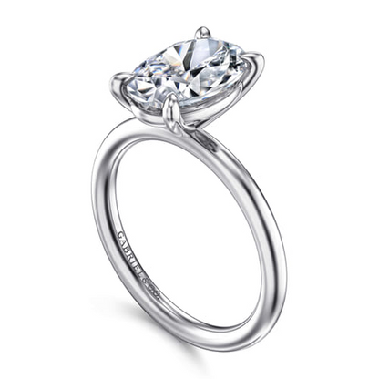 14K White Gold Diamond Engagement Ring Mounting – Classic Collection (11.5 x 7.5MM Head, 5.03 CT CZ)