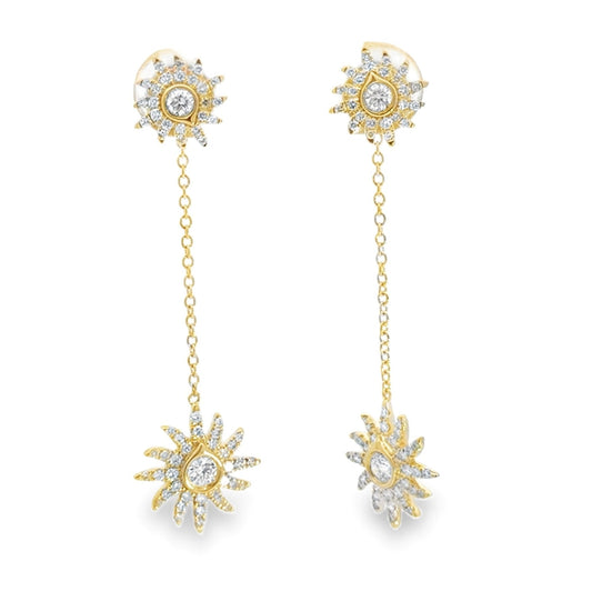 14K Sunburst Dangle Earrings