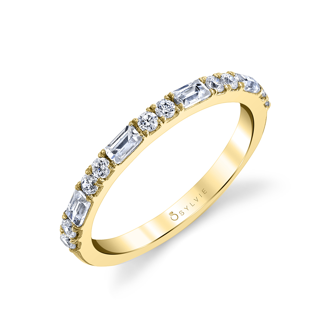14K Stackable Baguette Wedding Band