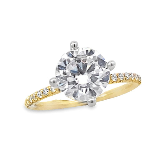 Two-Tone Spiral Prong Engagement Ring