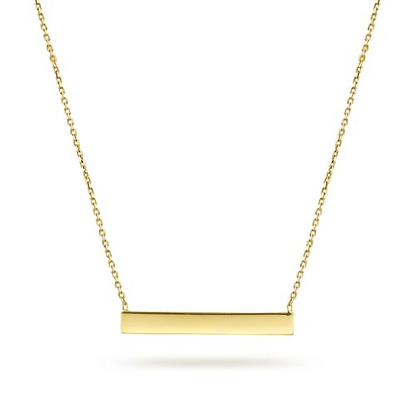 14K Yellow Gold Smooth Bar ID Necklace