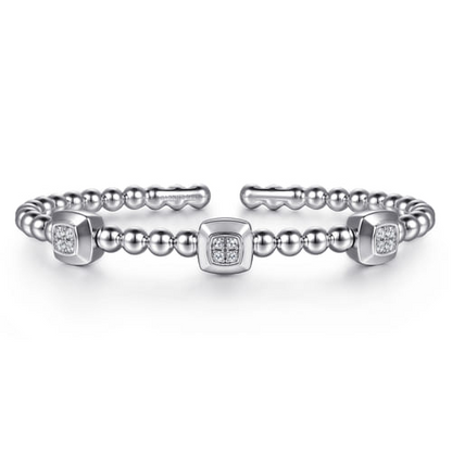 925 Sterling Silver Bujukan White Sapphire Station Bangle Bracelet