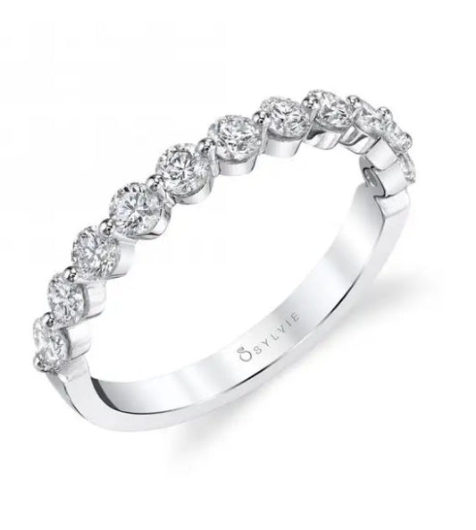 14K White Gold Diamond Wedding Band - 0.75ct