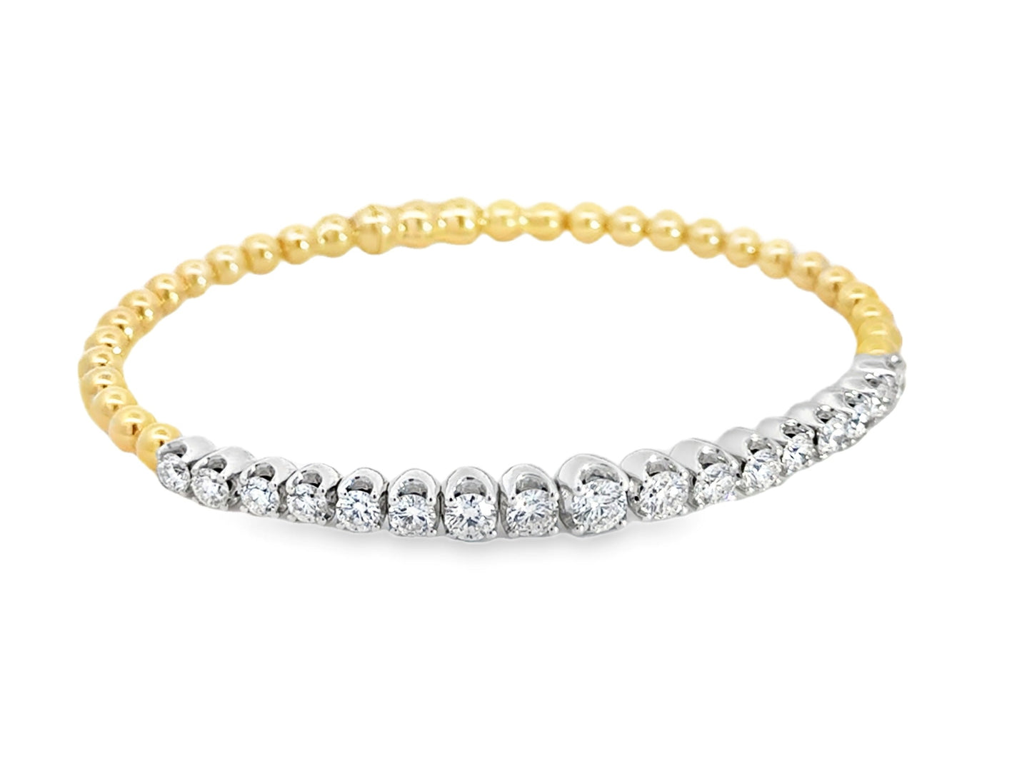 14K Two Tone White and Yellow Gold Diamond Bujukan Bangle with Lock