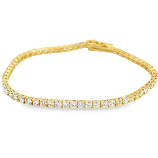 14K Yellow Gold Diamond Tennis Bracelet  - 4.60 Carats