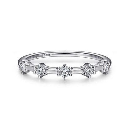 14K White Gold Diamond Station Anniversary Band