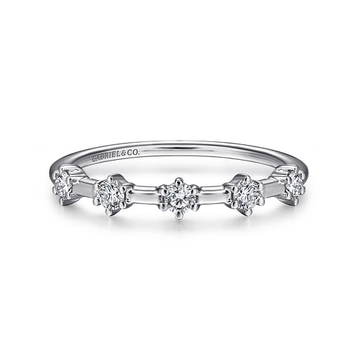 14K White Gold Diamond Station Anniversary Band