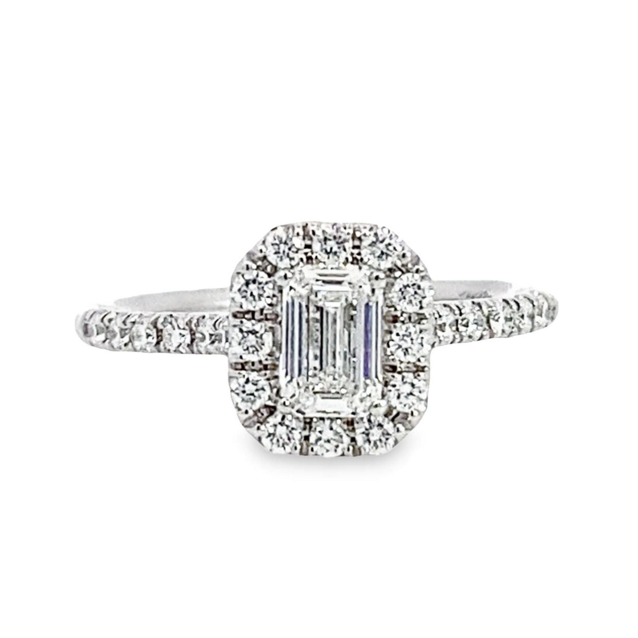 Ziva | 14K White Gold Emerald Cut Diamond Engagement Ring