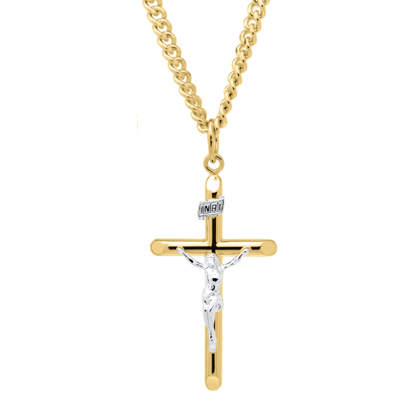 14K Yellow Gold Filled Cross with Crucifix