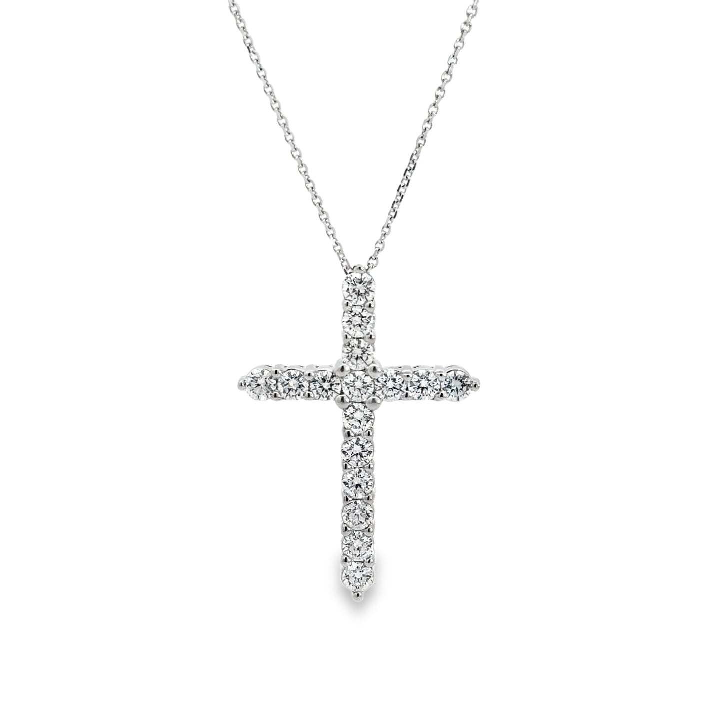 14K White Gold Diamond Cross Pendant Necklace