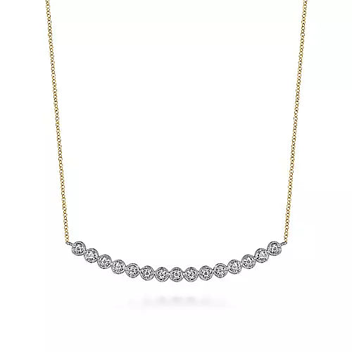 14K White and Yellow Gold Diamond Bar Necklace