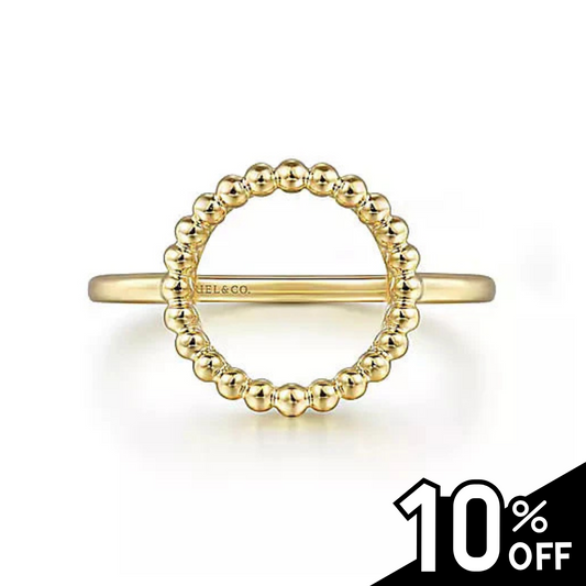 14K Yellow Plain Gold Bujukan Open Circle Ladies Ring