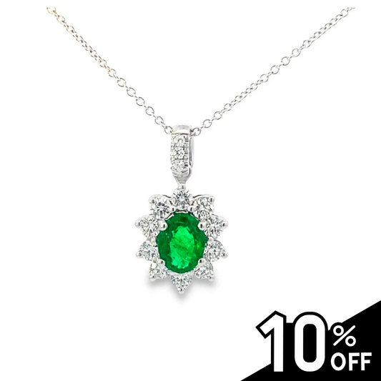 Diamond Halo and Emerald Vintage Pendant