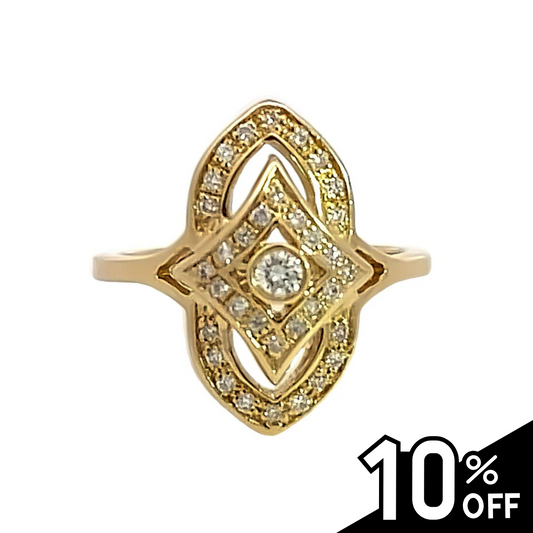 14K Yellow Gold Diamond Vintage Ring