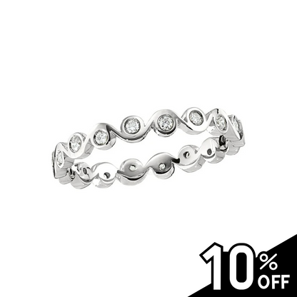 Stackable Modern Bezel Set Zigzag Diamond White Gold Band