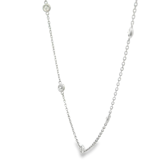 14K White Gold Diamonds by the Yard Style Necklace - 1.55 Carats