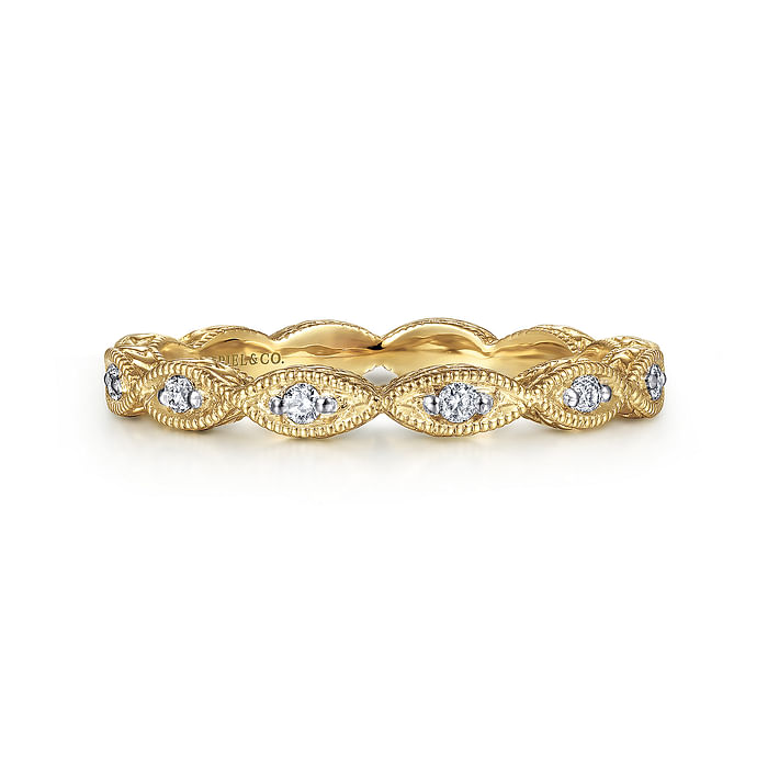 14K Yellow Gold Diamond Bujukan Marquise Station Ring