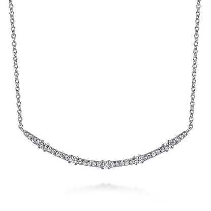 14K White Gold Diamond Bar Necklace