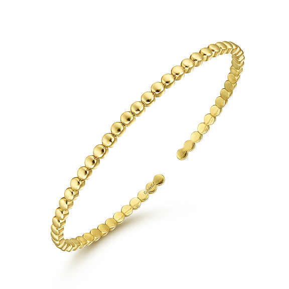 14K Yellow Gold Beaded Cuff Bracelet