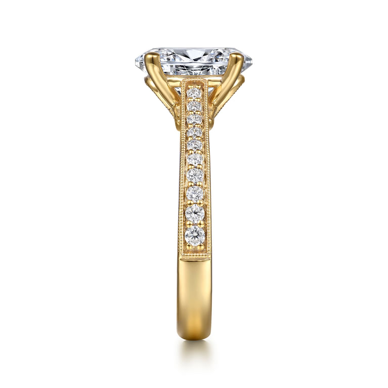 14K Yellow Gold Lotus Diamond Engagement Ring
