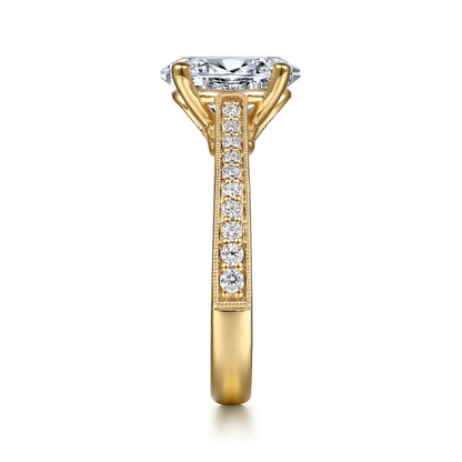 14K Yellow Gold Lotus Diamond Engagement Ring