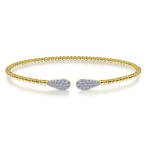 14K Yellow Gold Bujukan Diamond Teardrops Bangle