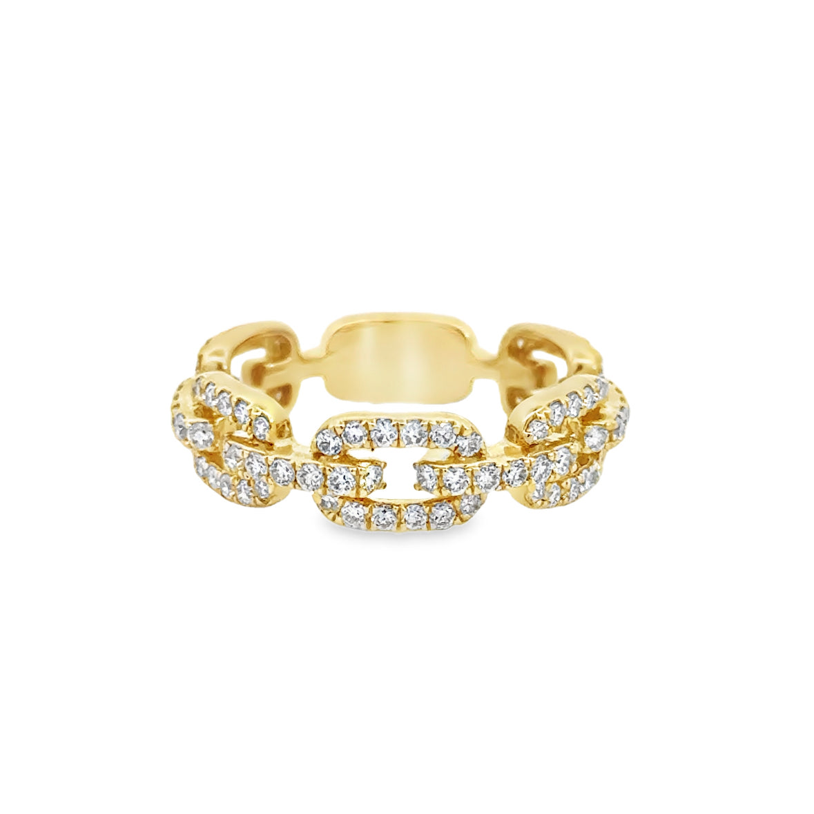 14K Yellow Gold Diamond Chain Fashion Ring