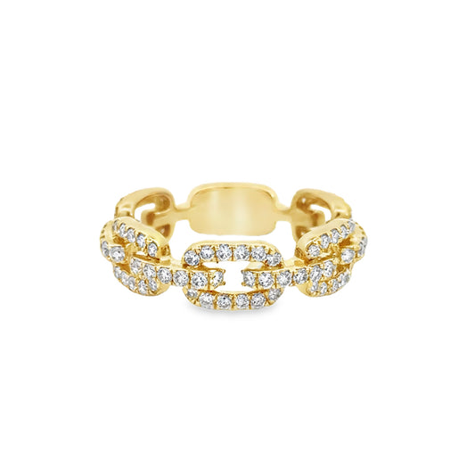 14K Yellow Gold Diamond Chain Fashion Ring