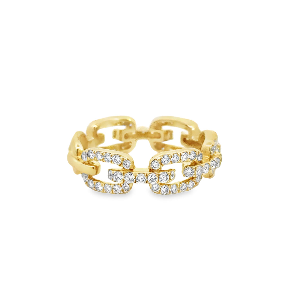 14K Yellow Gold Diamond Chain Fashion Ring