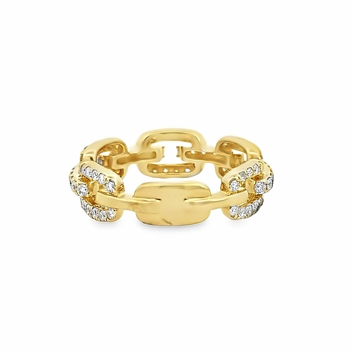 14K Yellow Gold Diamond Chain Fashion Ring