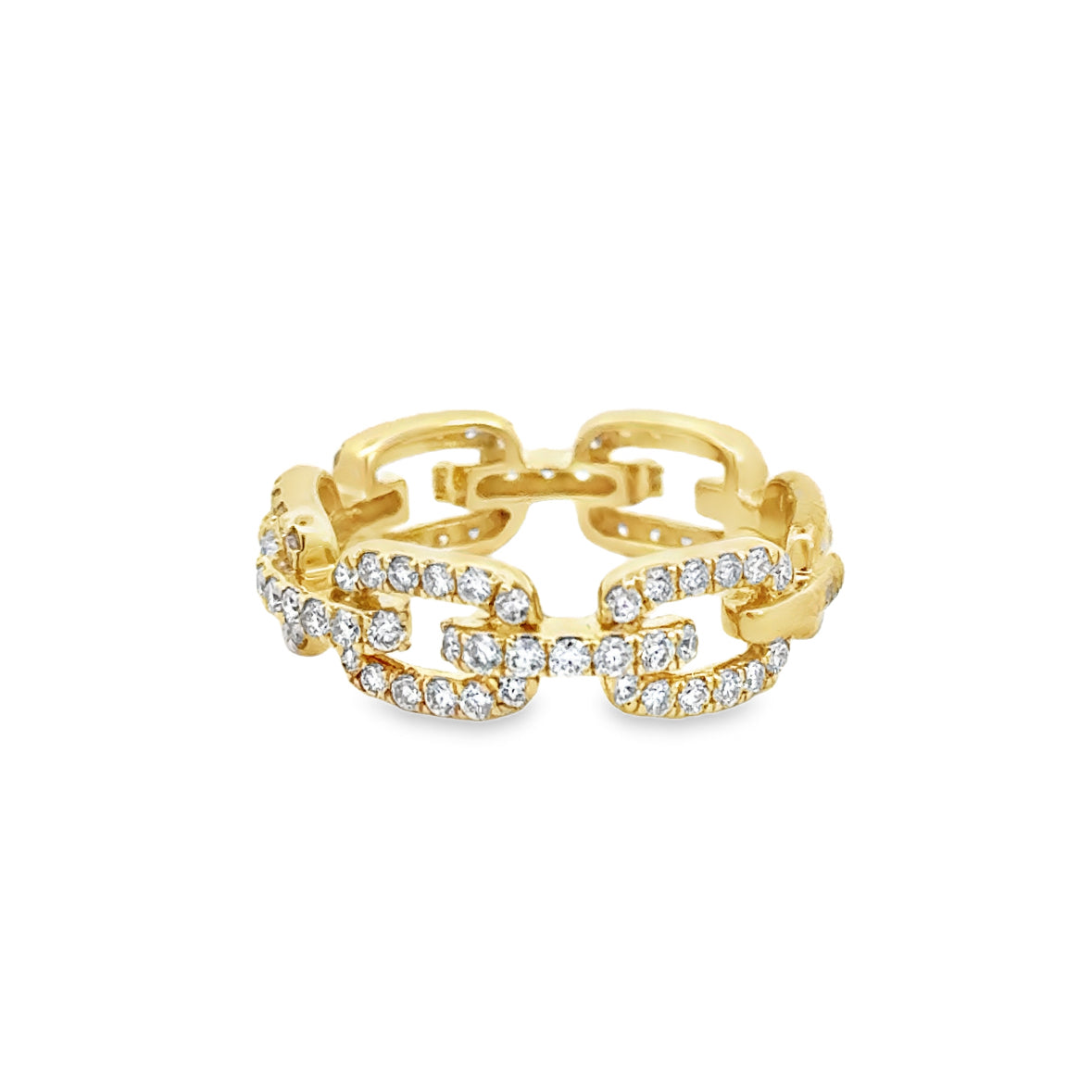 14K Yellow Gold Diamond Chain Fashion Ring