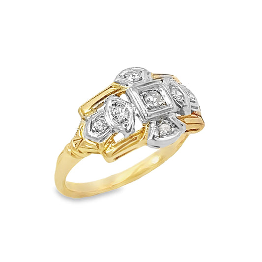 Kirkland Jewelry Estate | 14K Gold Two-Tone Diamond Antique Ring