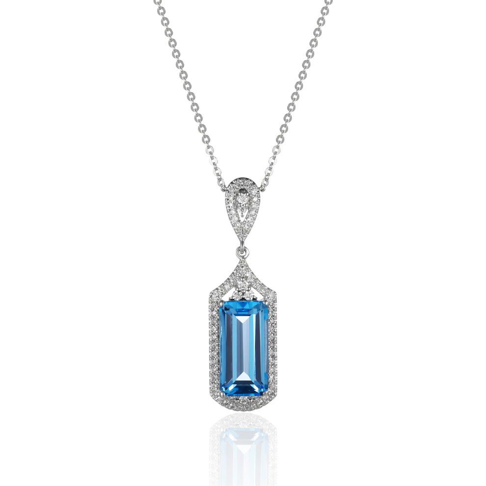 Royale Blue Topaz Emerald Cut Necklace